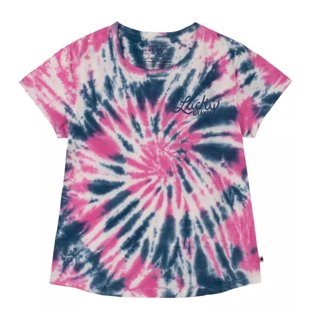 Lucky Brand Pink Blue Tie Dye Tee Girls Size 7 Retro Summer